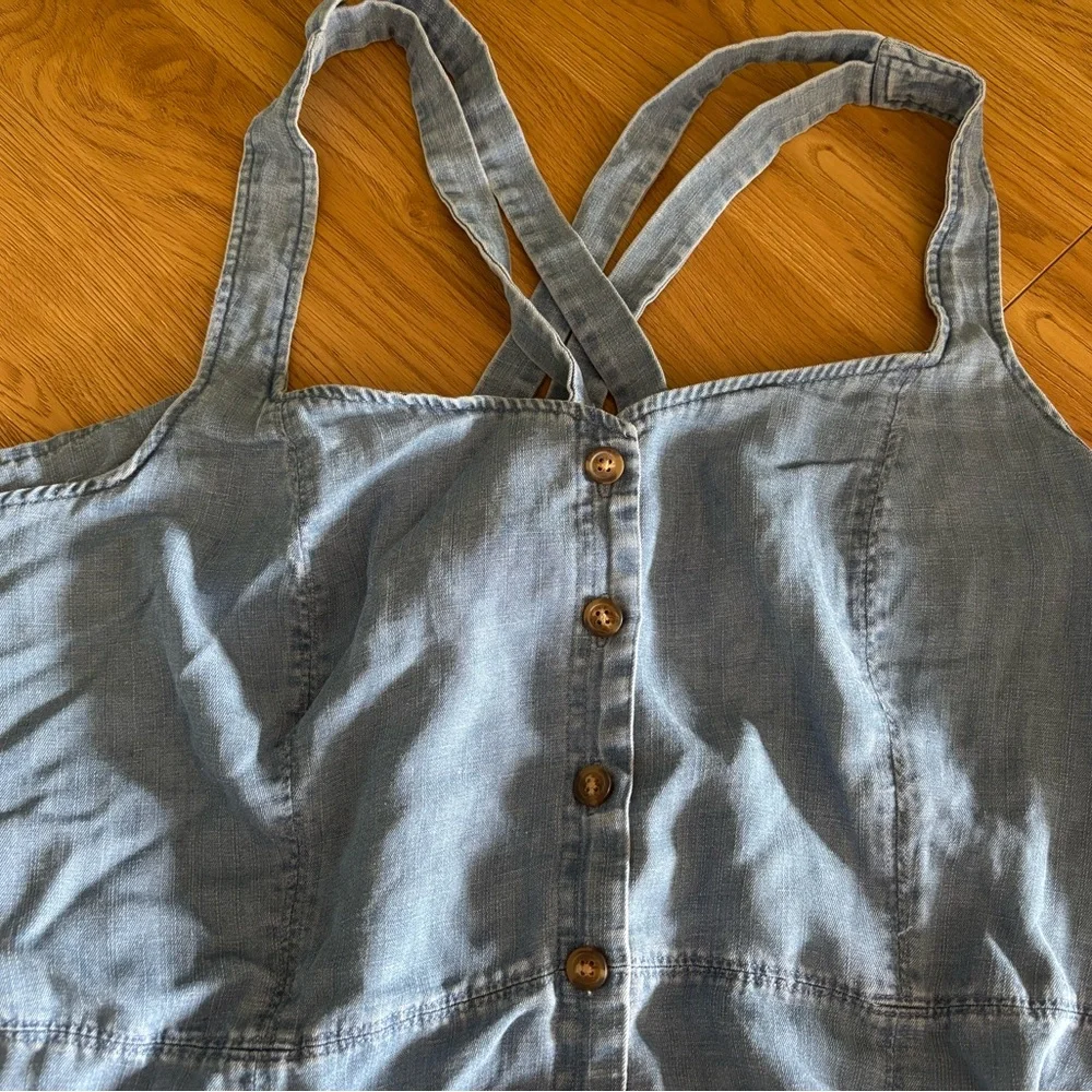LOFT Light Denim Tie-Strap Sundress - Light Blue - Picture 2 of 5
